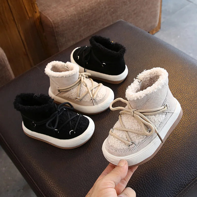 Children's Shoes Baby Cotton Thickened Velvet Boots Winter Warm Lamb Hair Snow Cotton shoes Girls 1 to 3 years old